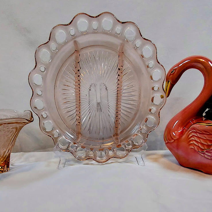 Pink Depression Glass Plate by Anchor Hocking