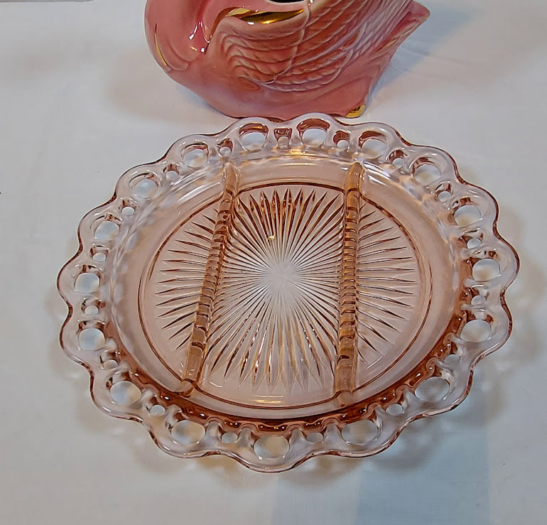 Pink Depression Glass Plate by Anchor Hocking