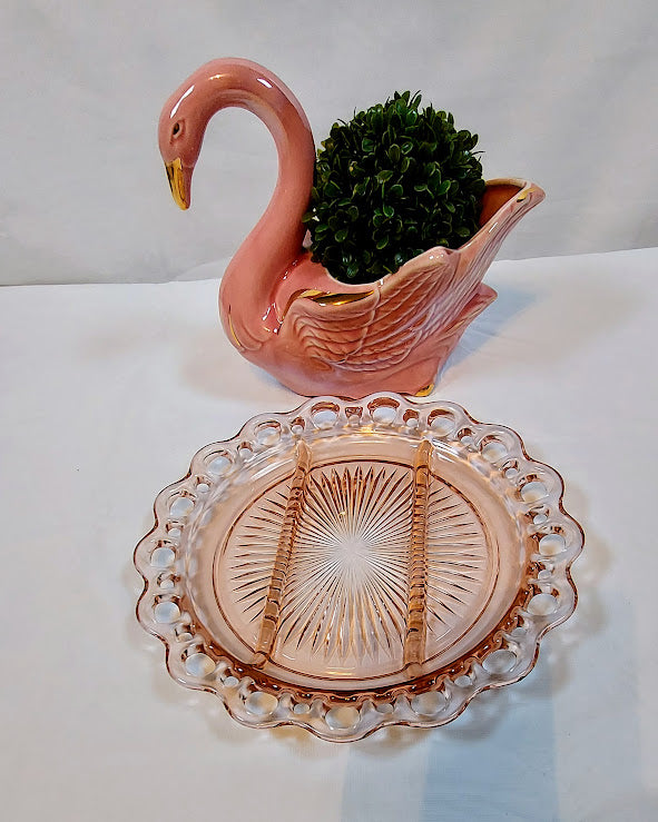 Pink Depression Glass Plate by Anchor Hocking