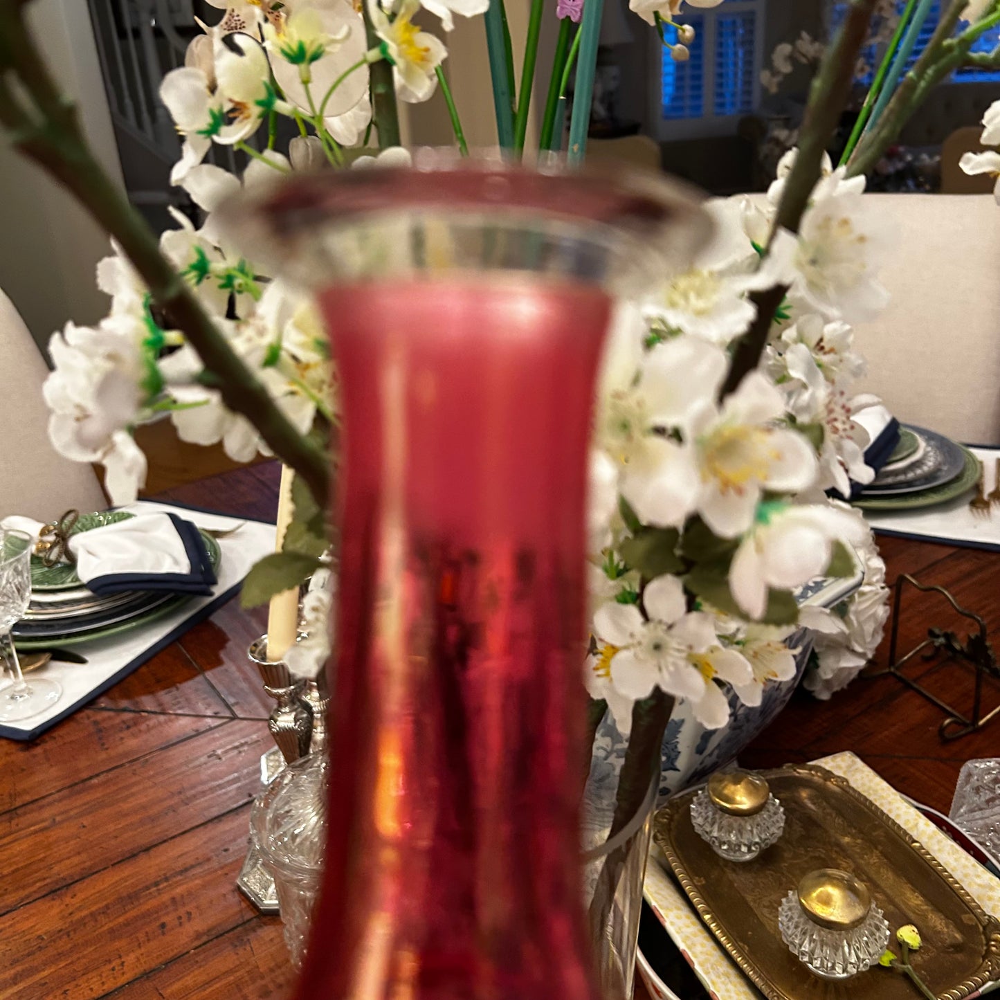 delightful vintage pink red cut crystal vase