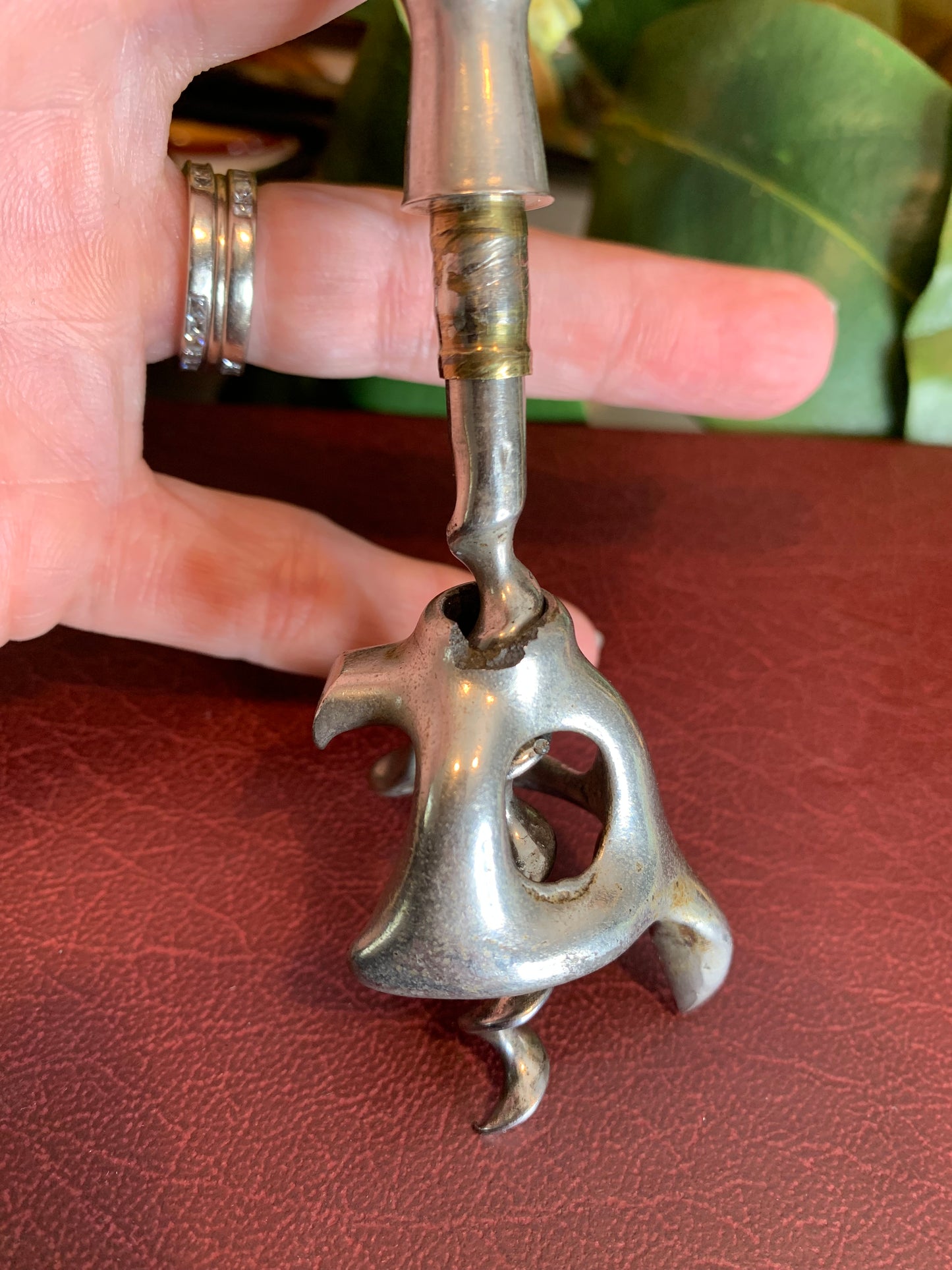 Antique Antler Corkscrew Opener with Sterling cap