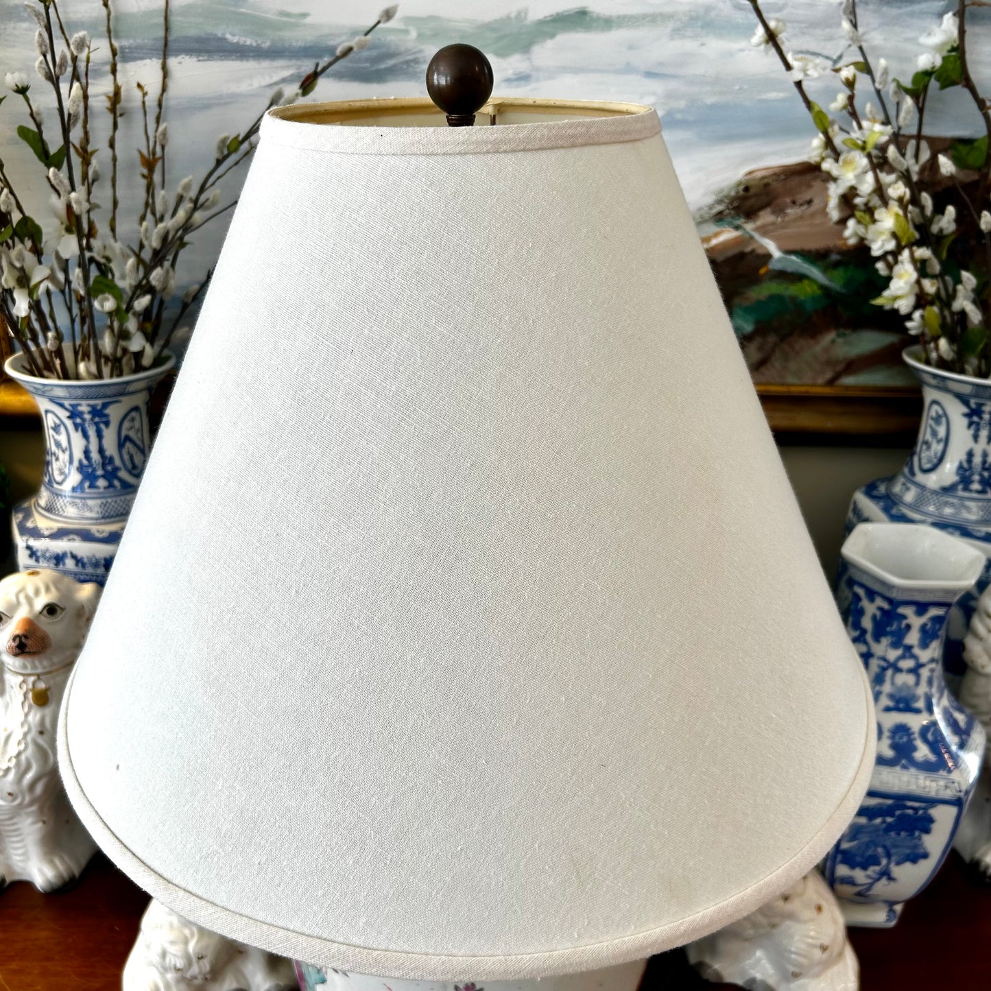 Antique porcelain chinoiserie rose Famille porcelain lamp, 29 in