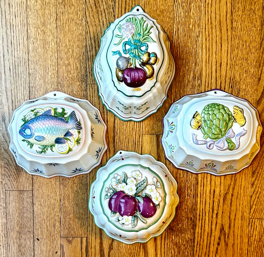 Set of 4 vintage porcelain designer collection wall plaques by Le Cordon Bleu for The Frankilin Mint