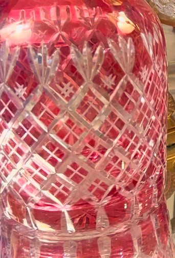 delightful vintage pink red cut crystal vase