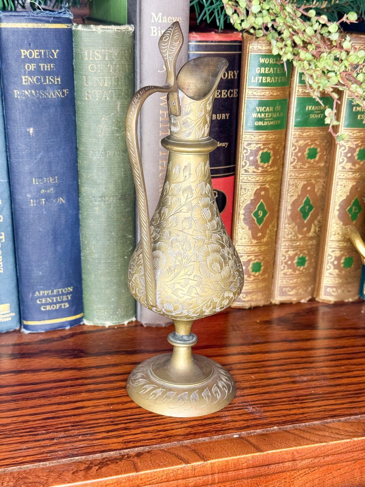 Vintage Etched Brass Ewer