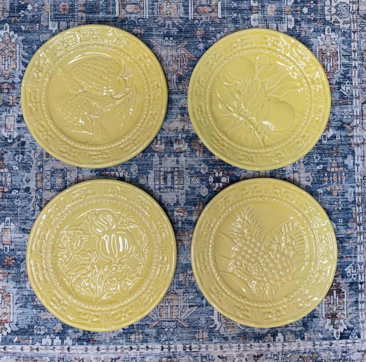 Bordallo Pinheiro set of 4 yellow salad plates!