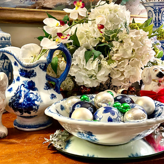 Antique English blue & white wash basin, Pitcher W/ Bowl - Excellent Condition!