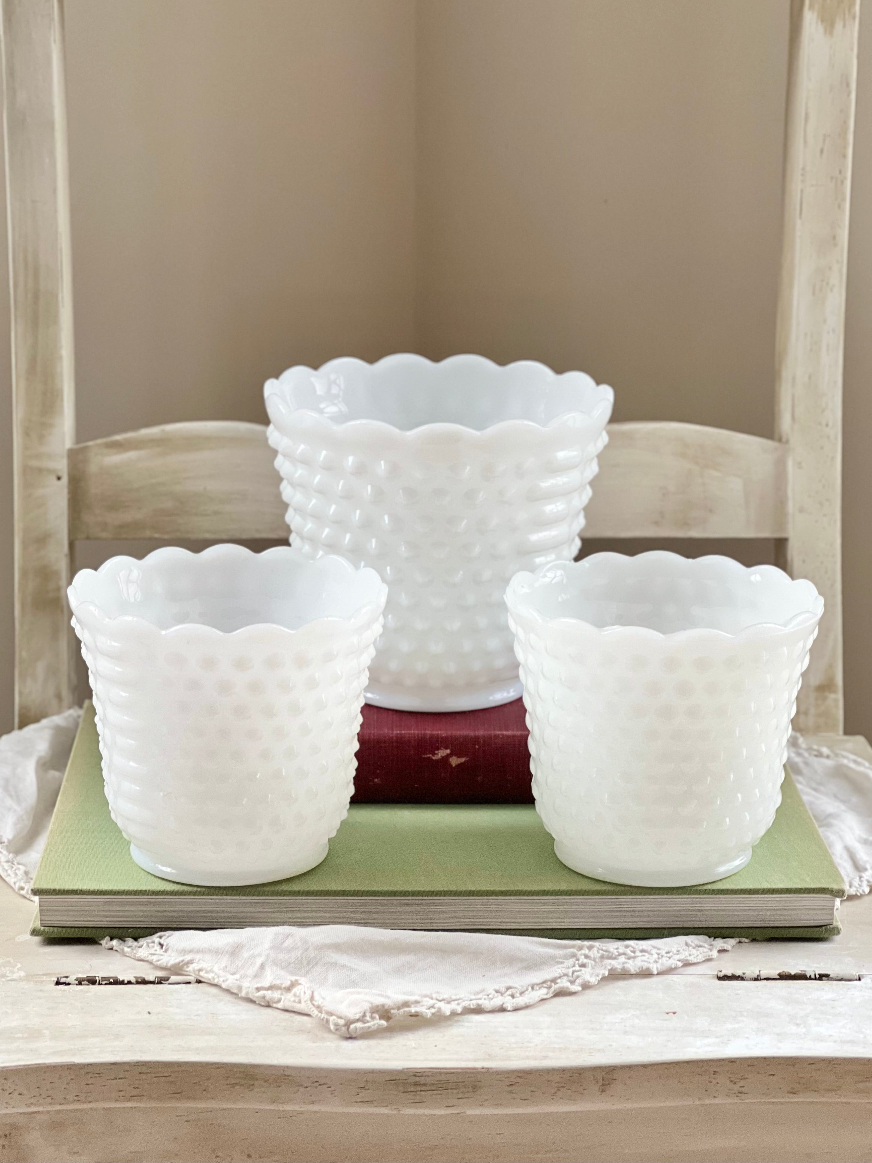 Milk glass vases good 3 of them