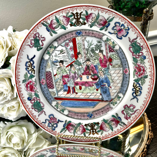 Gorgeous rose medallion famille round dinner plate