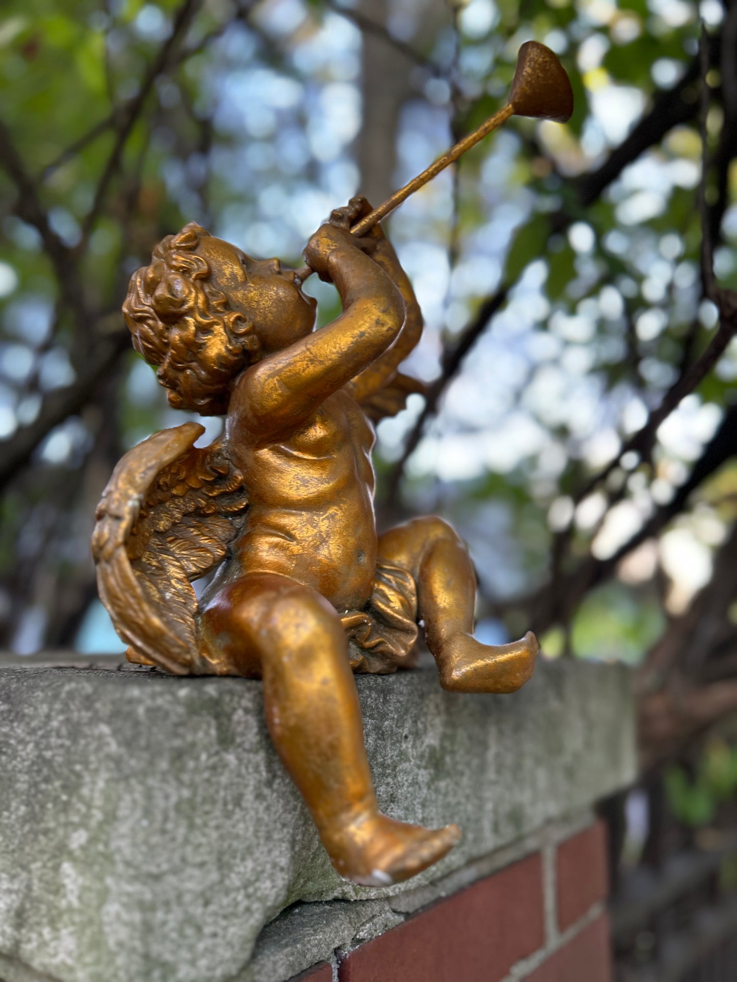 Italian Gold Cherub with Horn