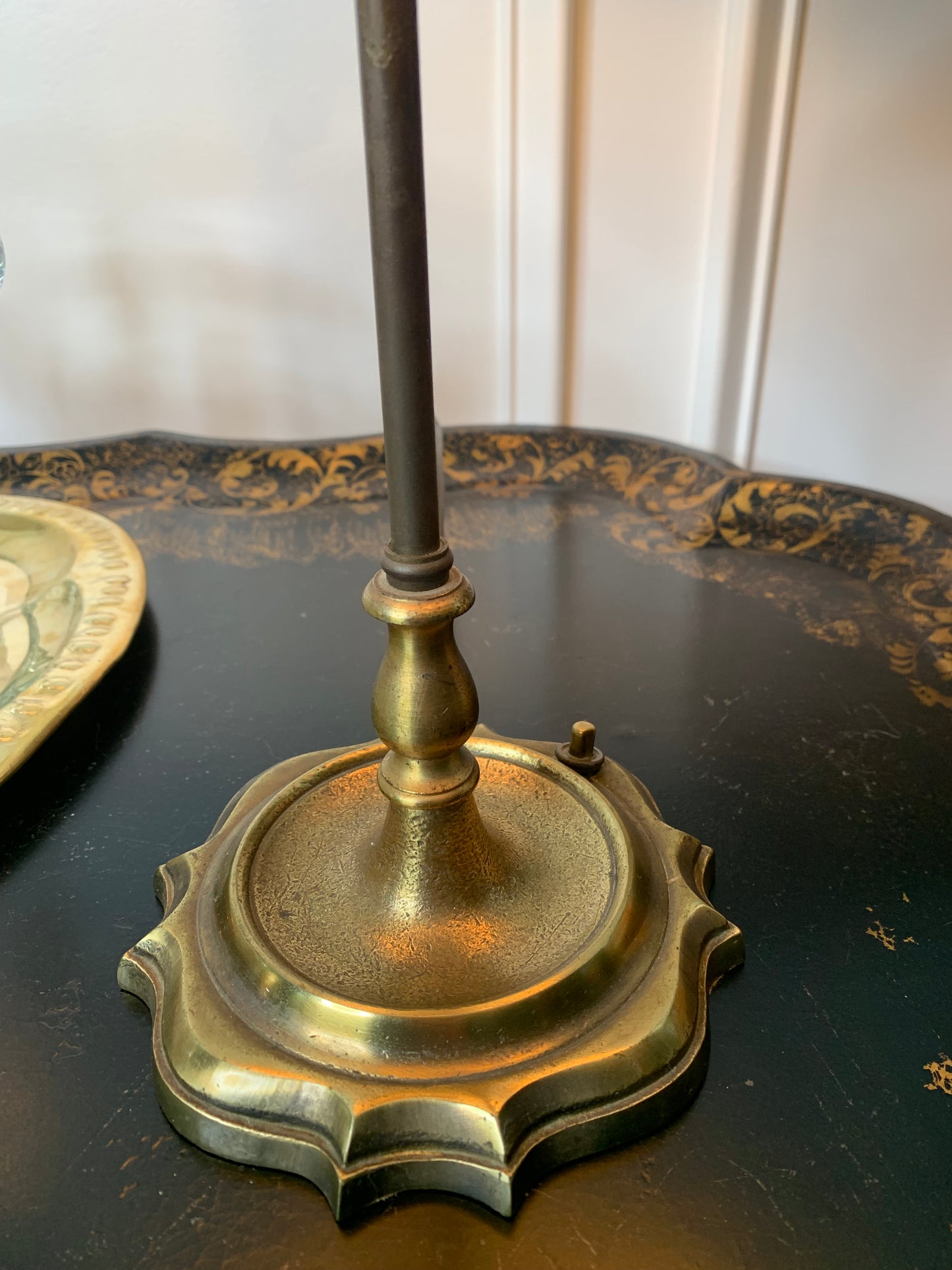 Paul Hansen Brass lamp with Gold Drum Shade