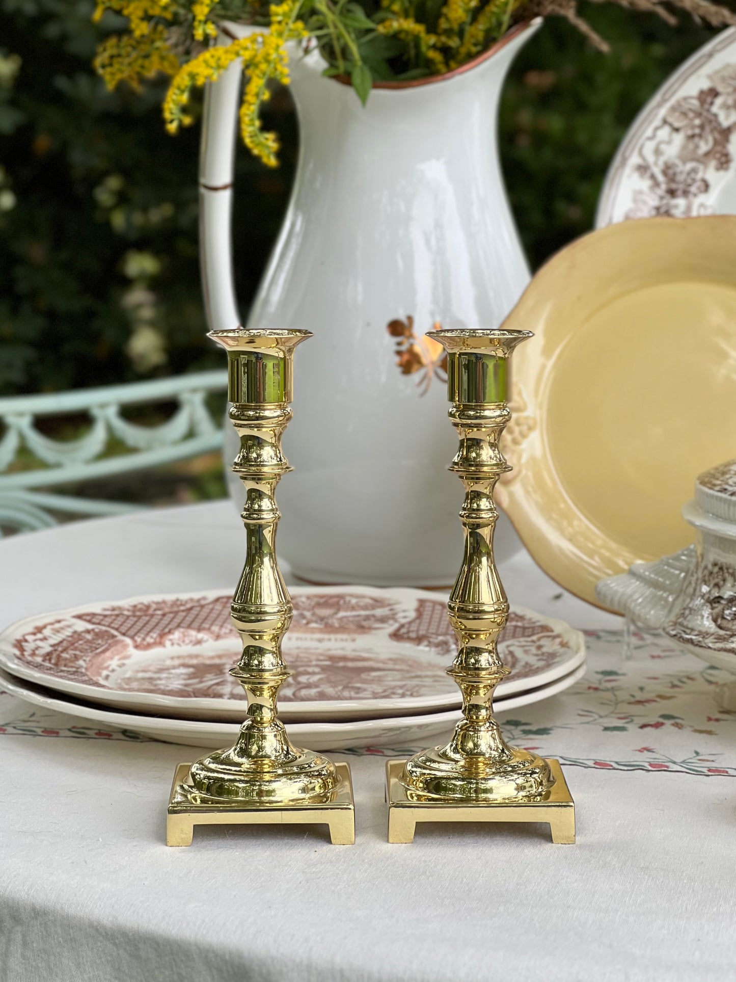 Beautiful Set (4) Vintage Brass Candlesticks