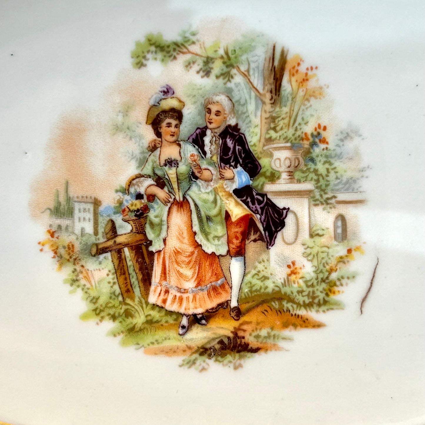 Dresden antique Reticulated 4" plate Schumann Bavaria Arzberg Courting Couple