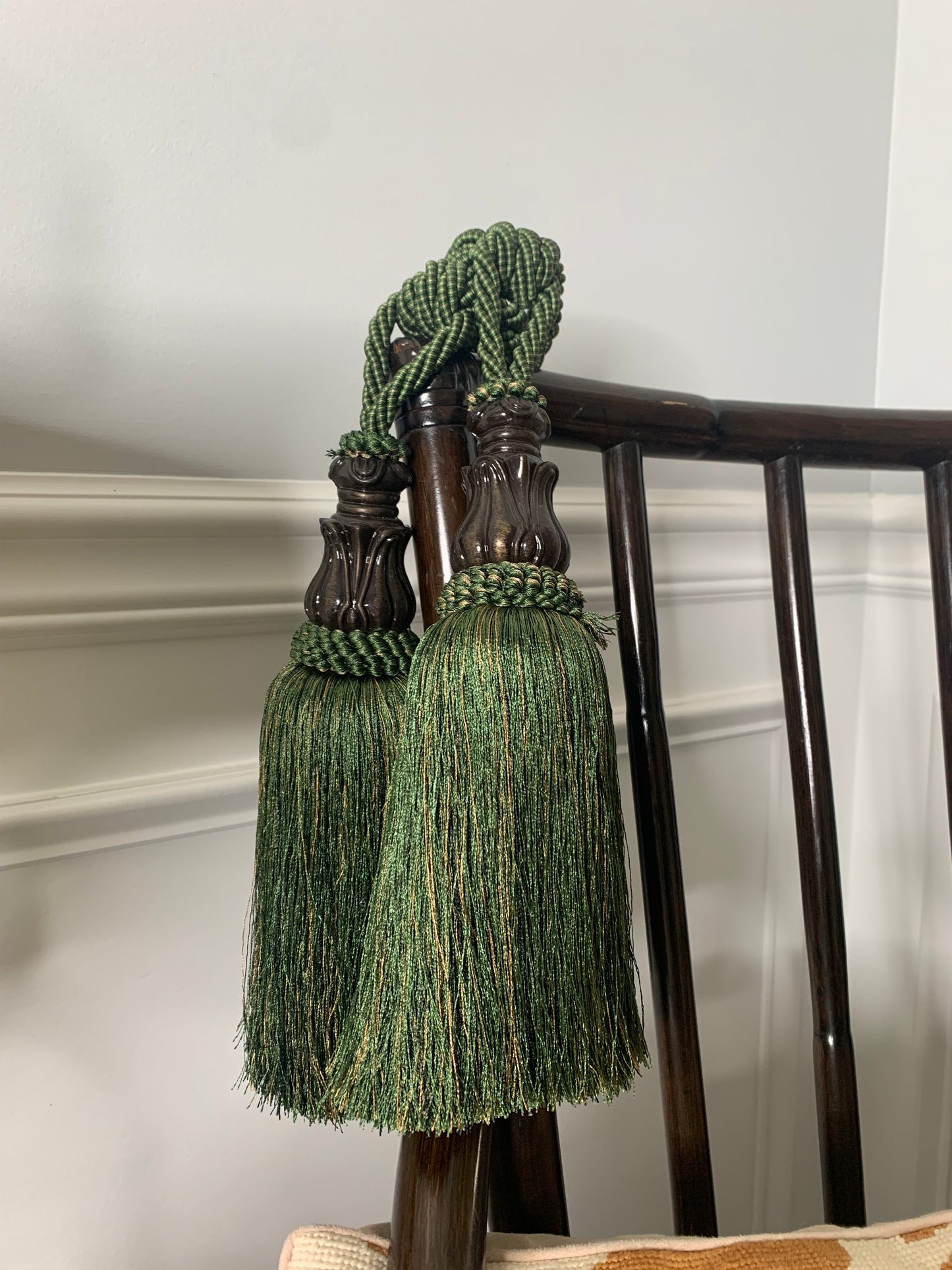 Extra Large Green Tassle Curtain tie backs