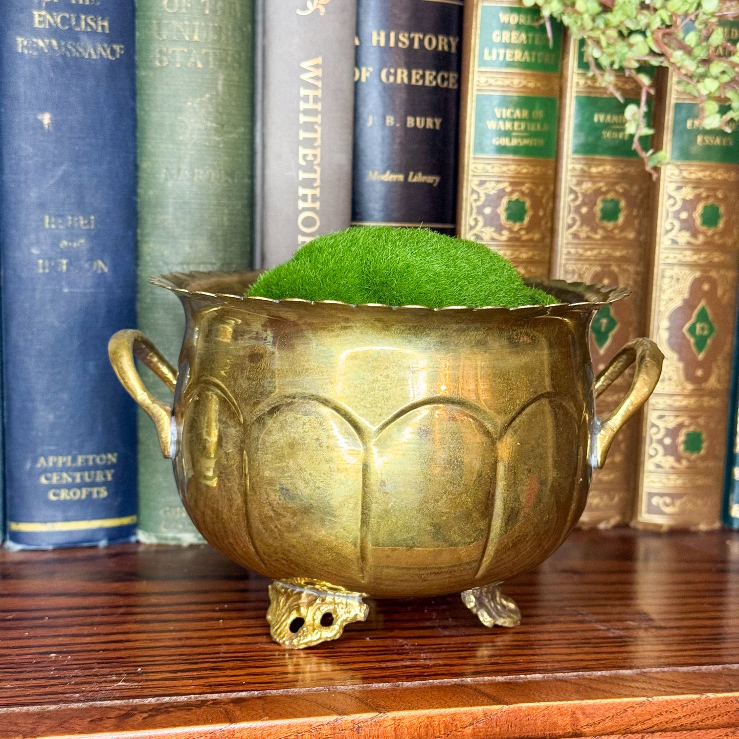 Vintage Brass Footed Cachepot