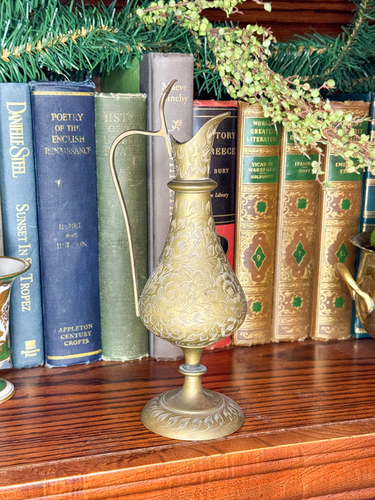 Vintage Etched Brass Ewer