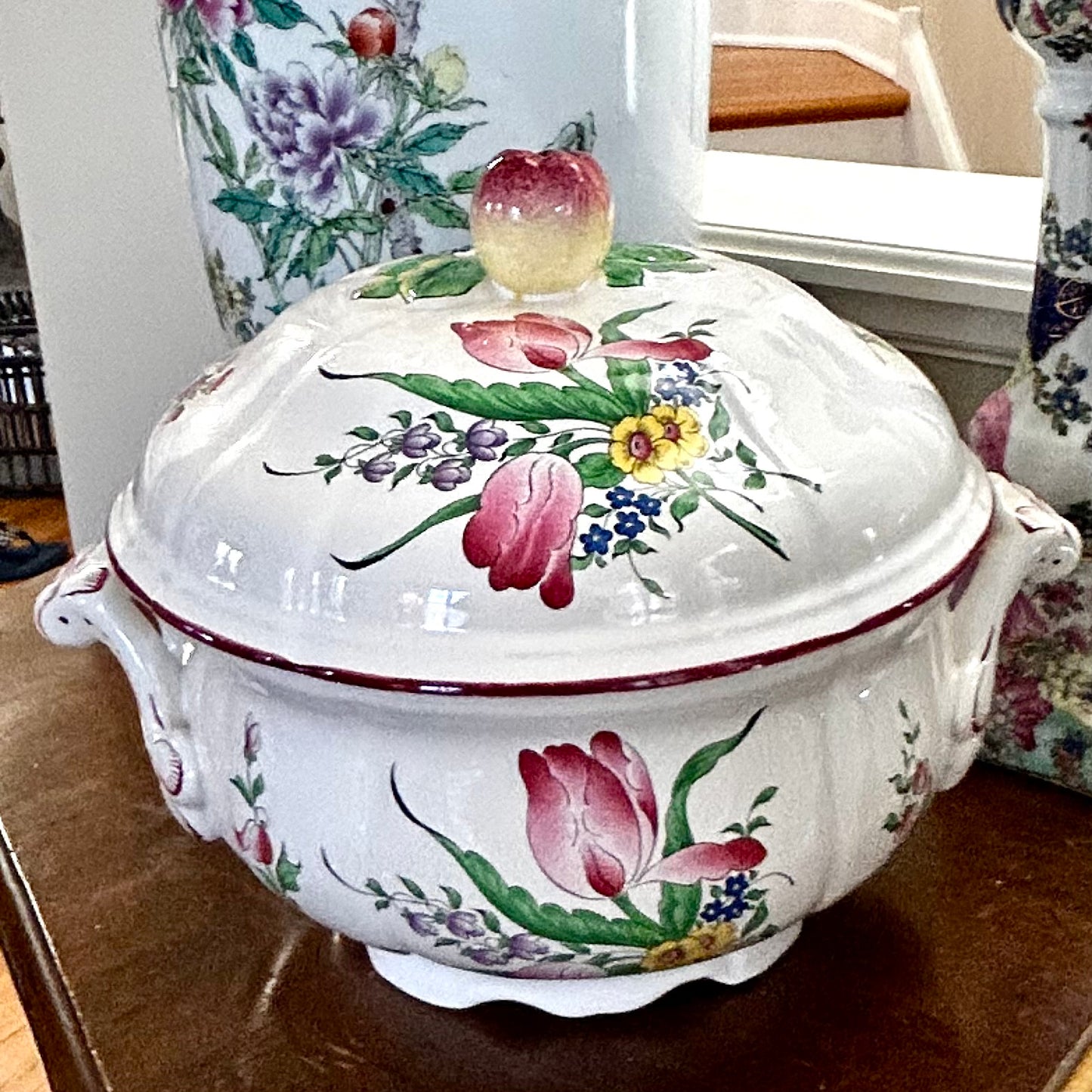 Gorgeous antique French LUNEVILLE of France botanical floral porcelain Tureen planter