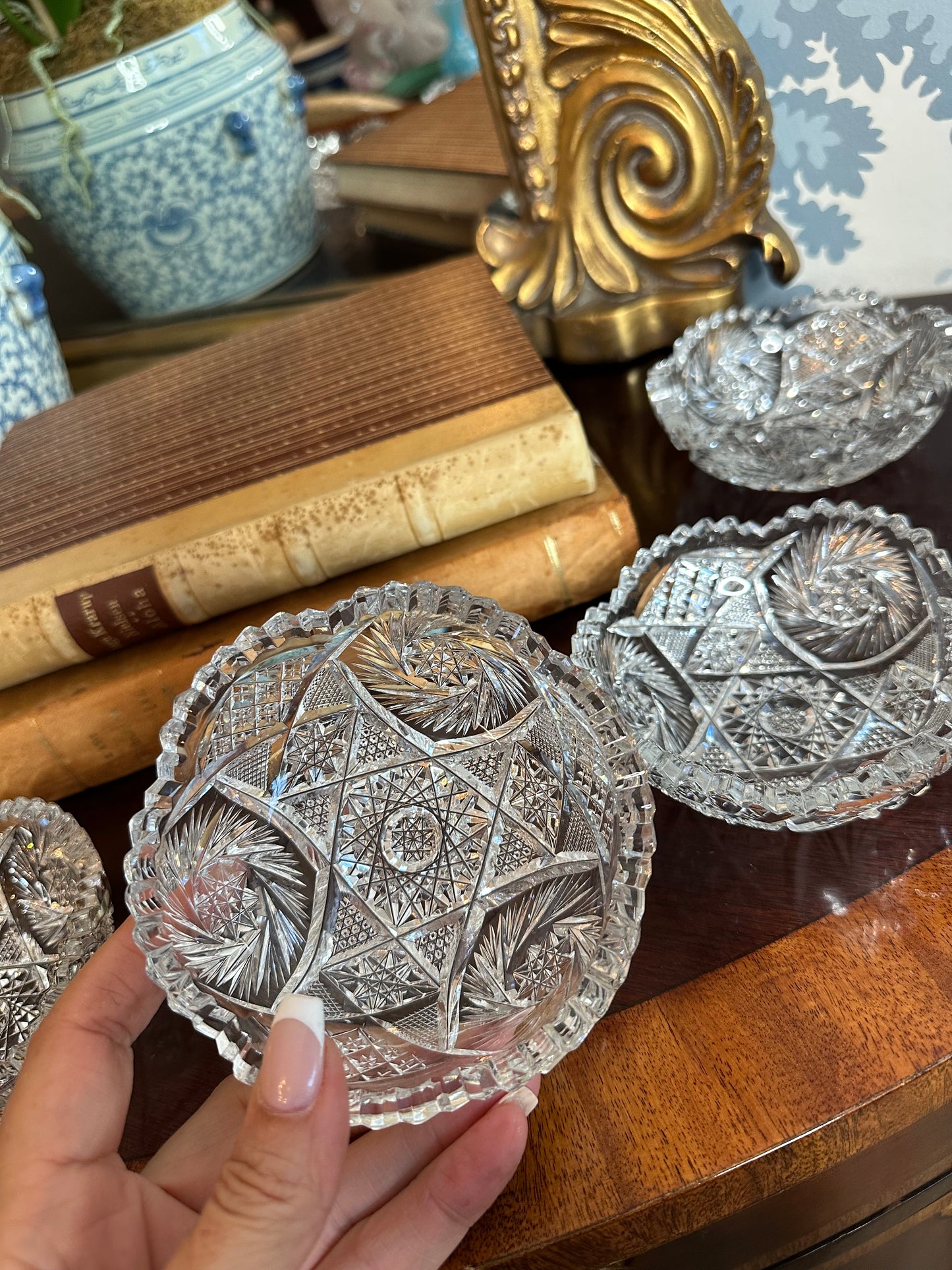 Stunning Antique American Brilliant Bowl Set