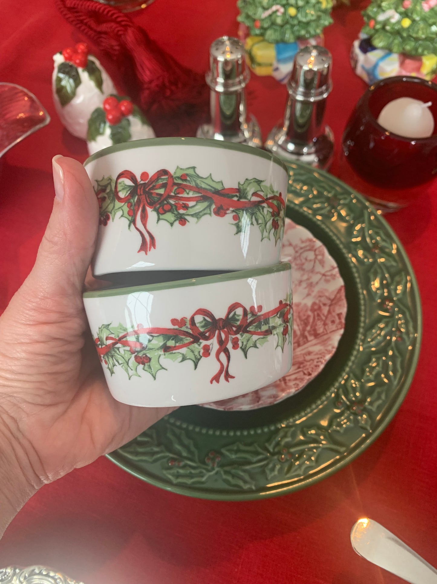 Pair of Christopher Radko Holiday Traditions ramekins