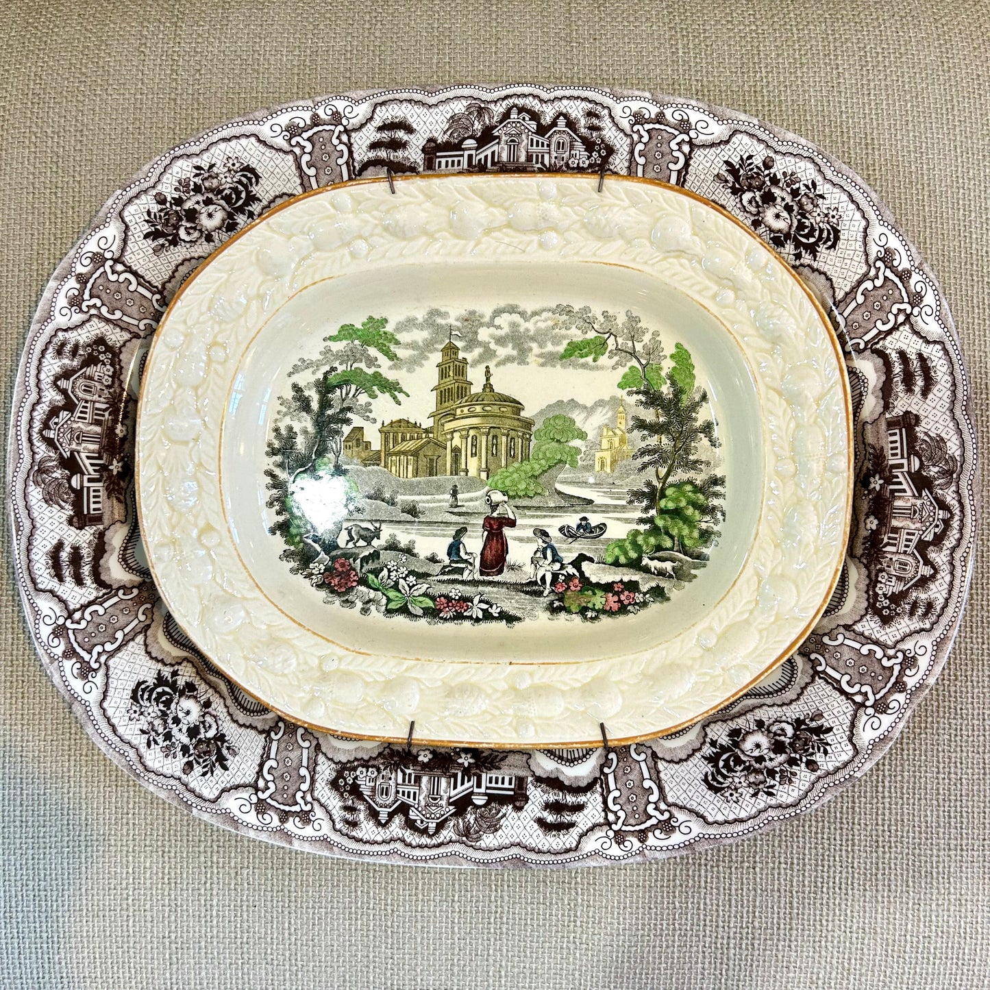 Antique W.  Adam’s Italian Scenery England oval platter stamped