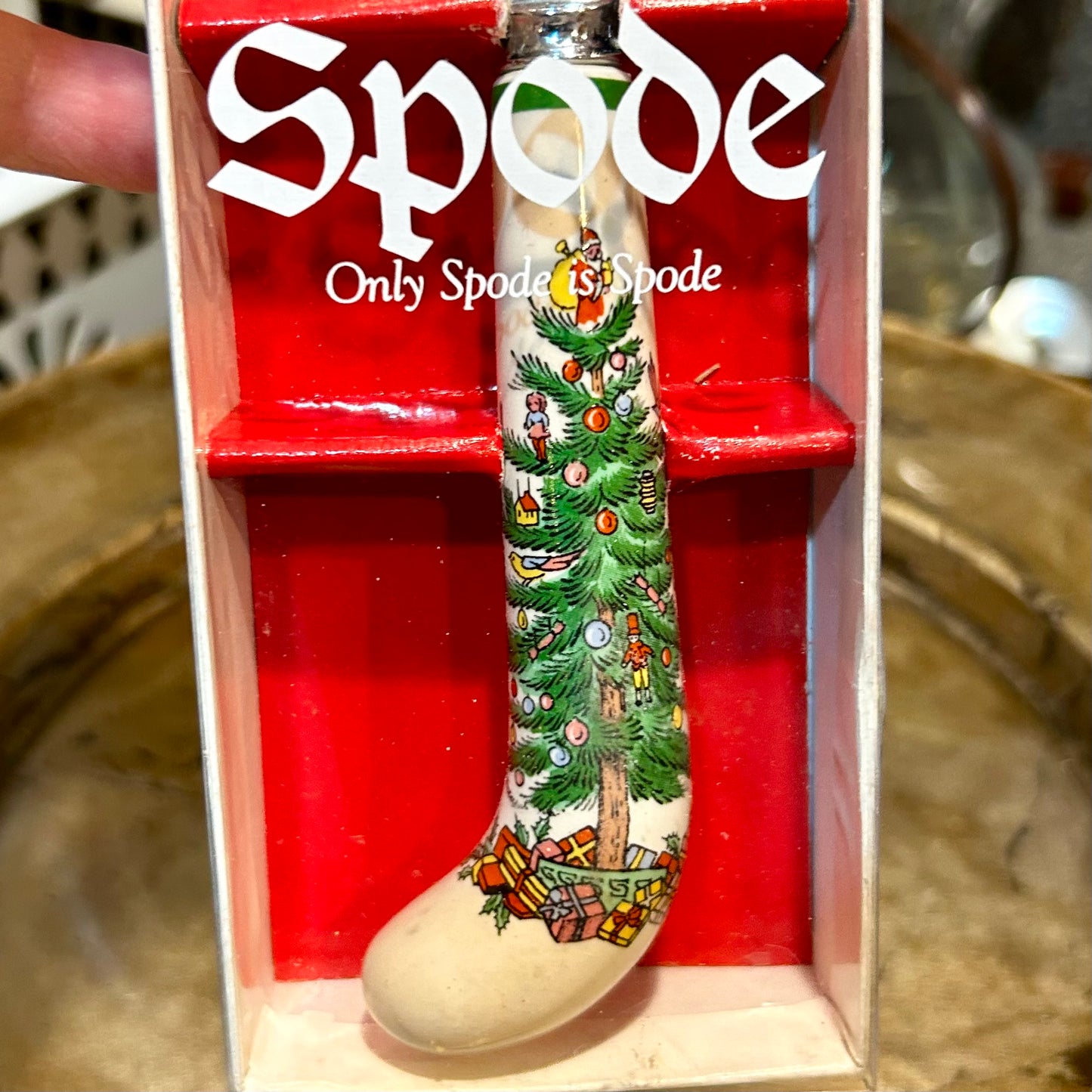 Lovely Spode Christmas tree holiday serving spoon in box