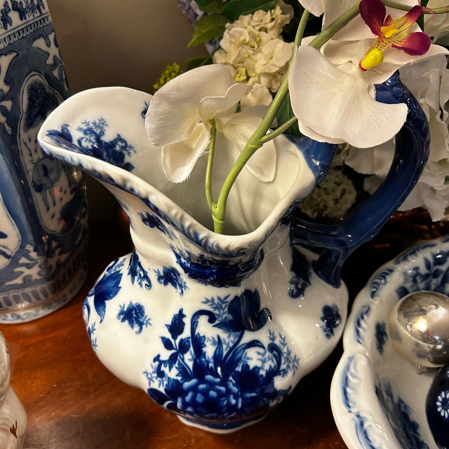 Antique English blue & white wash basin, Pitcher W/ Bowl - Excellent Condition!