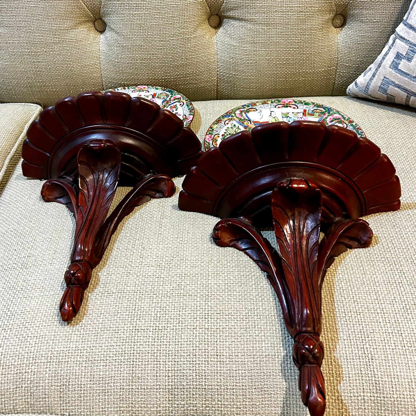 Beautiful Pair of vintage wood wall sconces