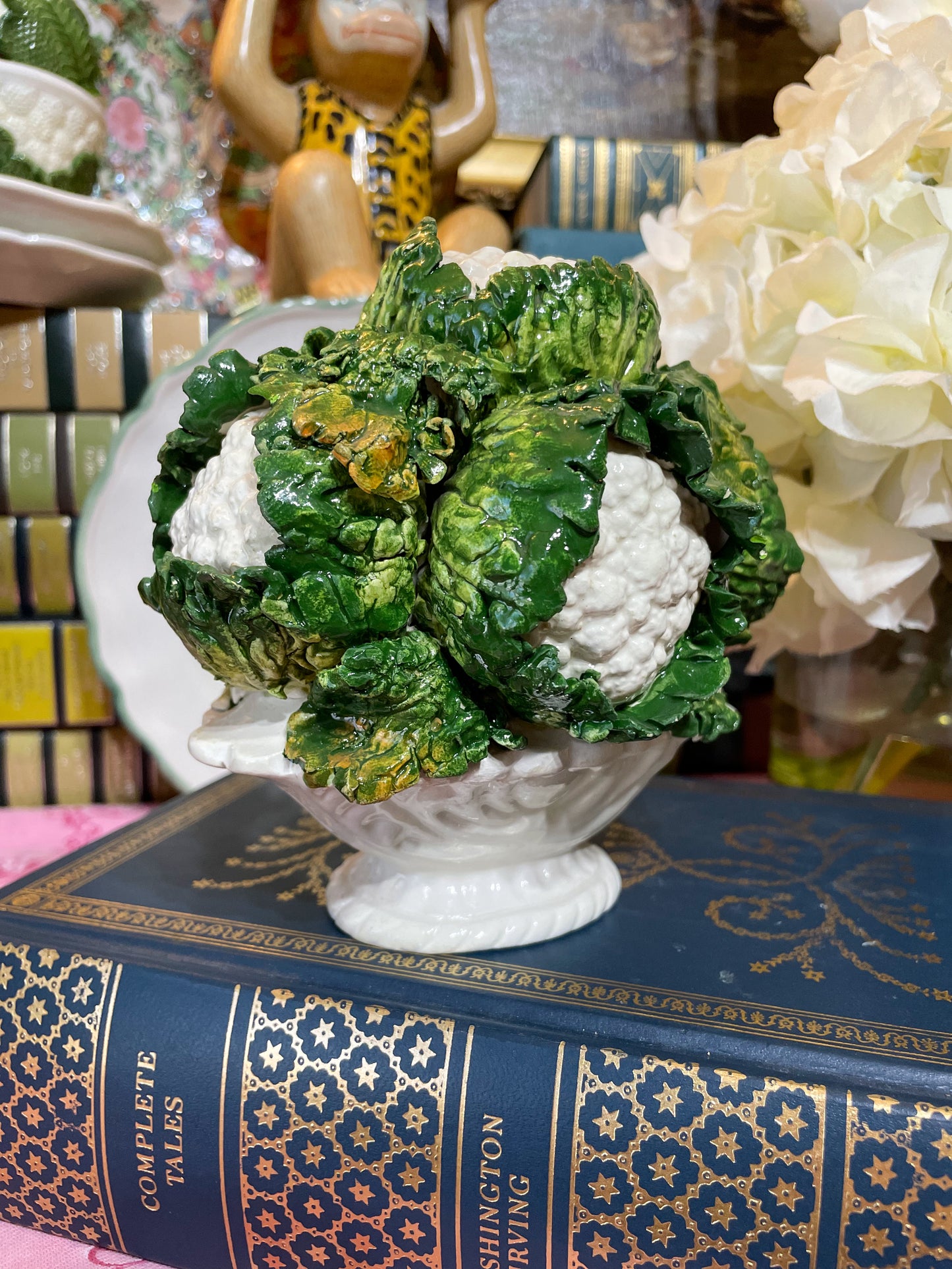 Italian Ceramic Cauliflower Topiary