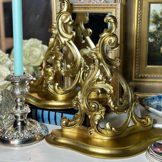 Vintage 12” Gold ornate, Soroco sconces- perfect!