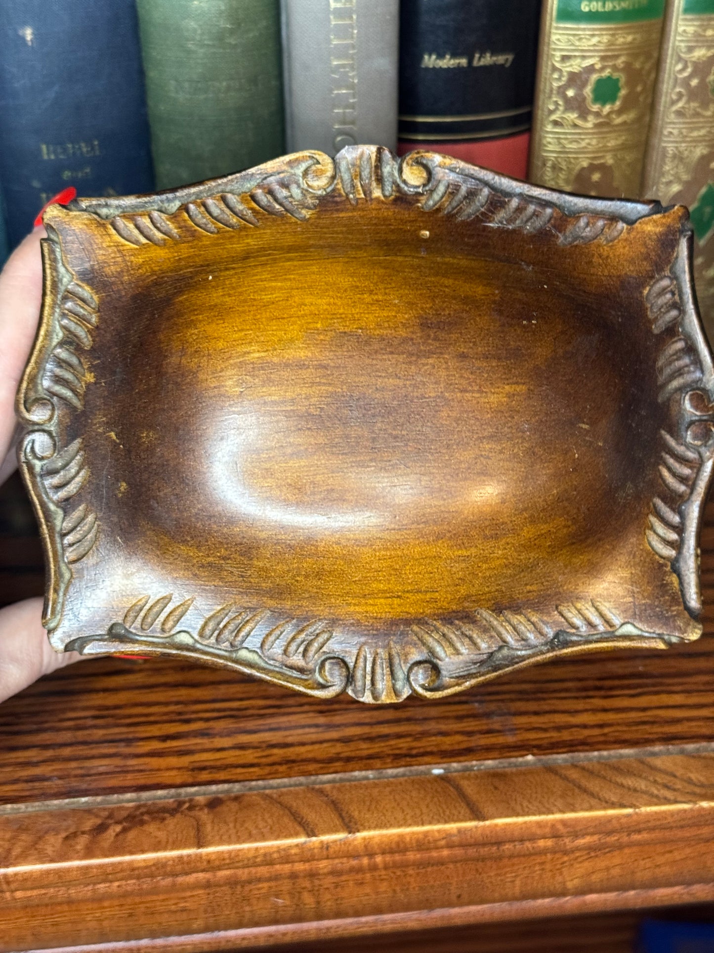 Antique Carved Wood Dresser Box