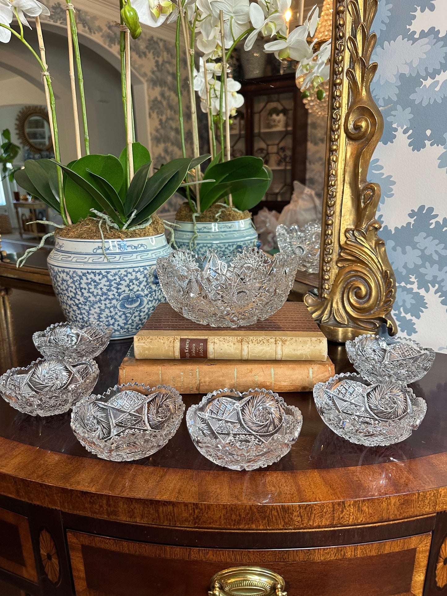 Stunning Antique American Brilliant Bowl Set