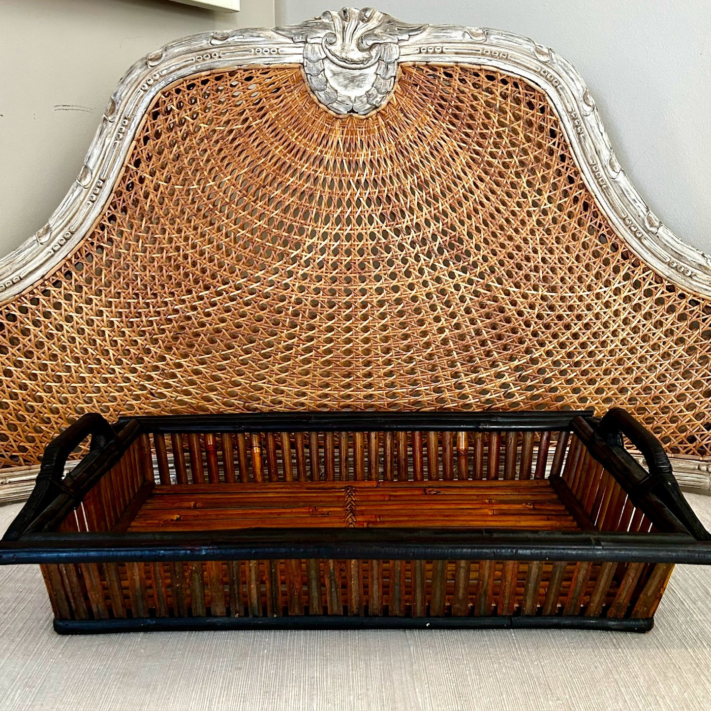 Chic Boho rattan coffee table tray platter