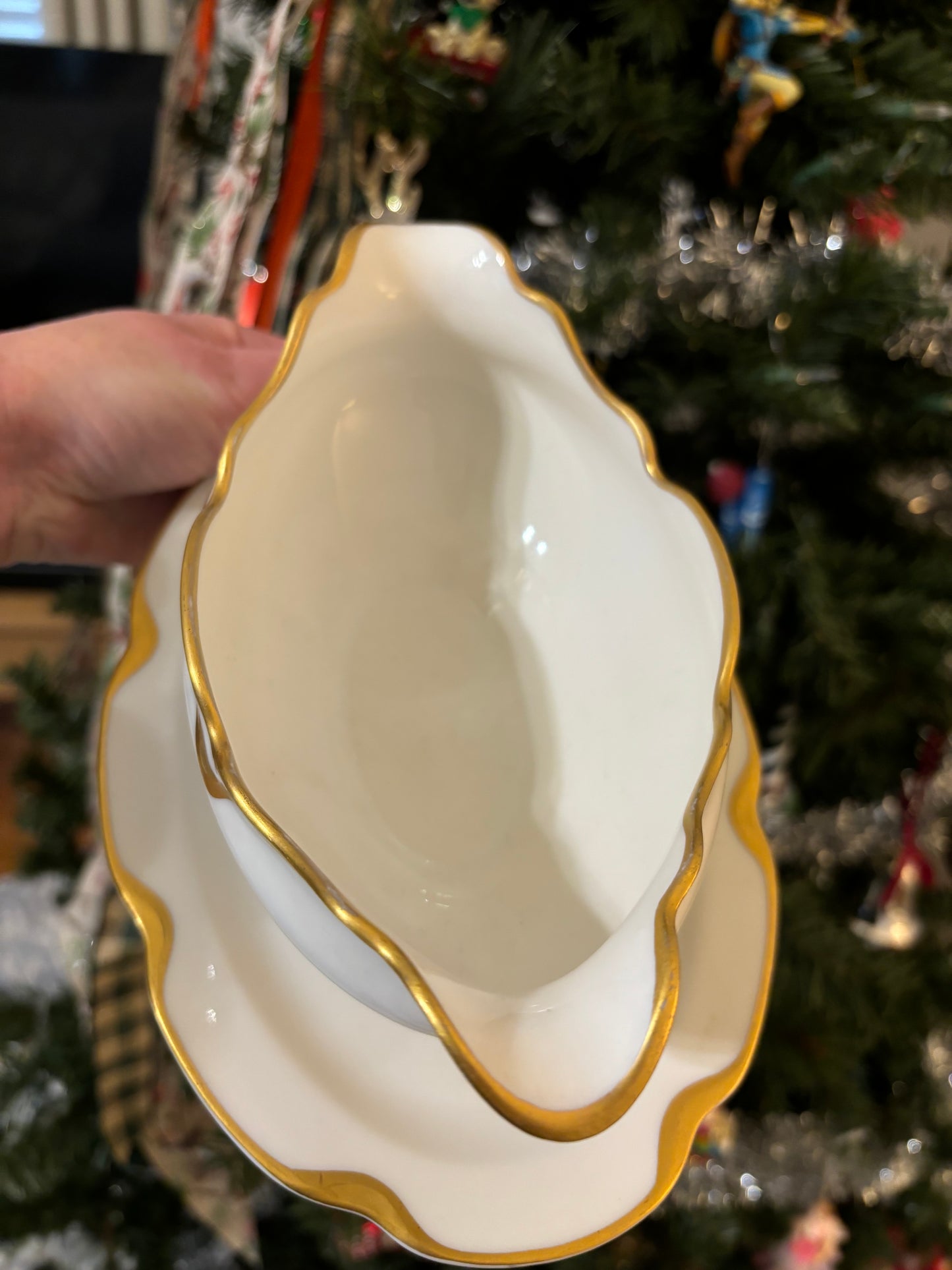 Stunning Haviland Limoges gravy boat with attached under plate!