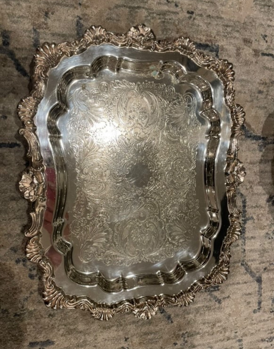 Reserved for Susana: Vintage Silver Plate Serving Tray + Candle Snuffer