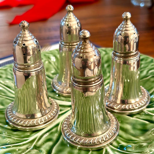 Pair of vintage silver plate salt & pepper shakers (2 available)