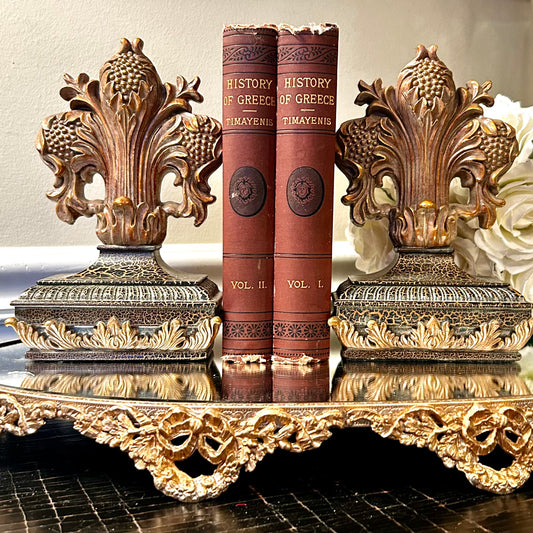 Pair of stunning gold scroll large book ends