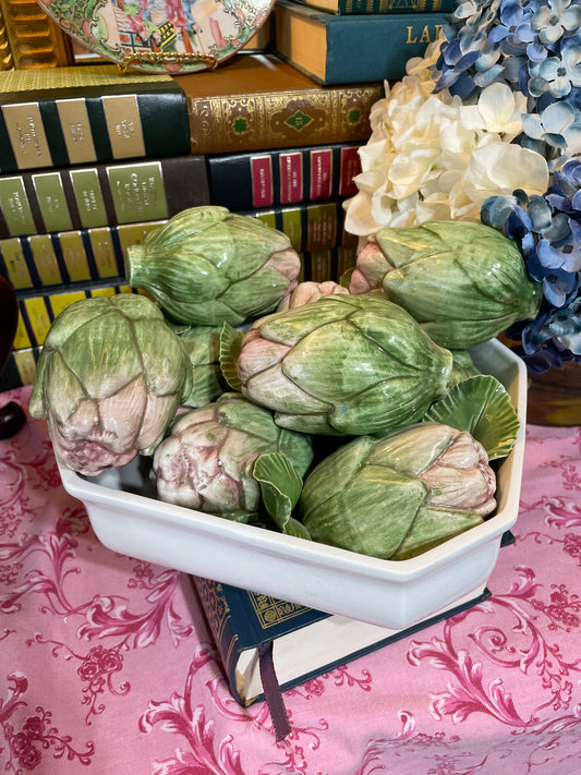 Italian Hand Painted Ceramic Artichoke Centerpiece