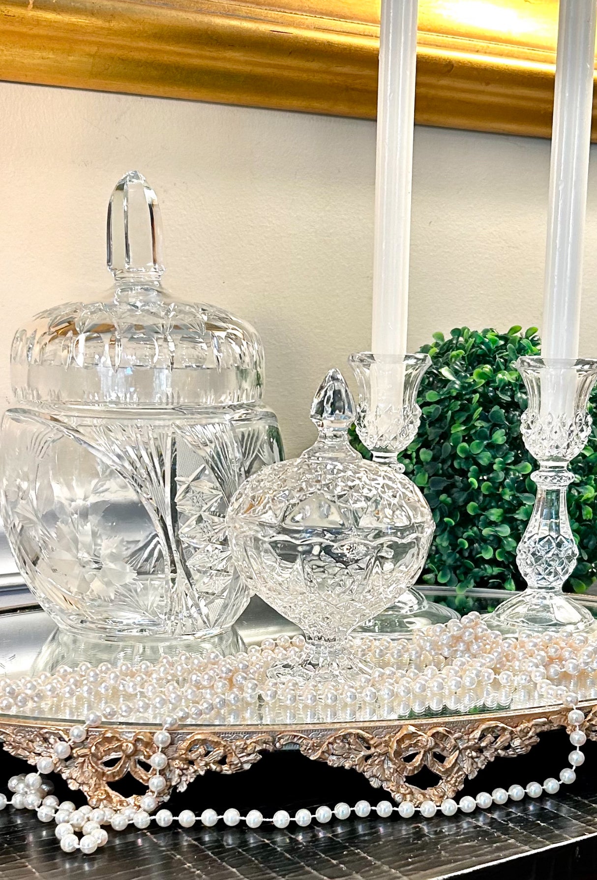 Massive ample cut antique crystal biscuit jar