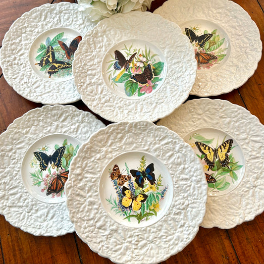 Set of 6 vintage designer butterfly plates By Henry Pausch of England