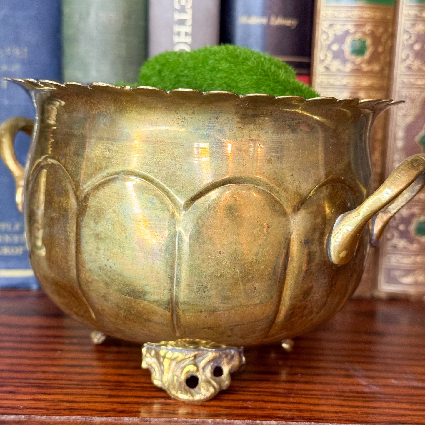 Vintage Brass Footed Cachepot