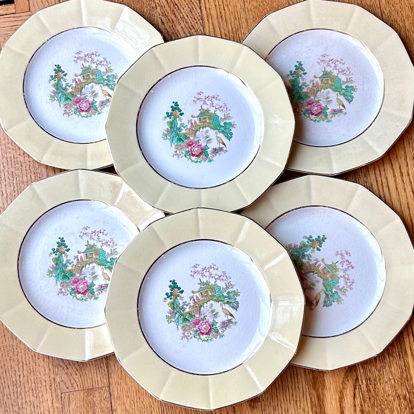 Pagoda Antique Myott of Staffordshire England set of 6 plates 9 d