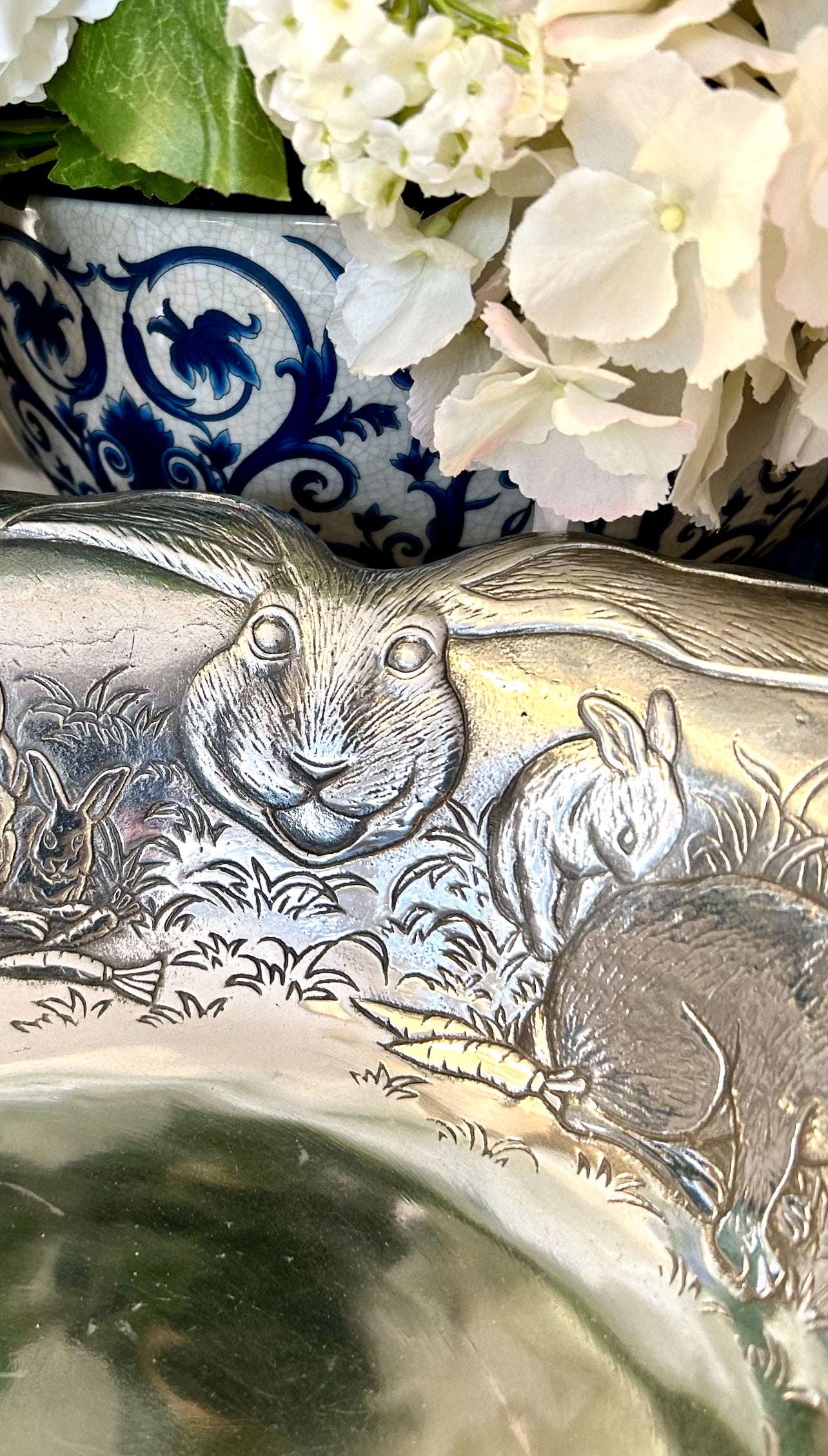 Rare massive bunnies rabbit Serving Bowl centerpiece by designer Arthur Court