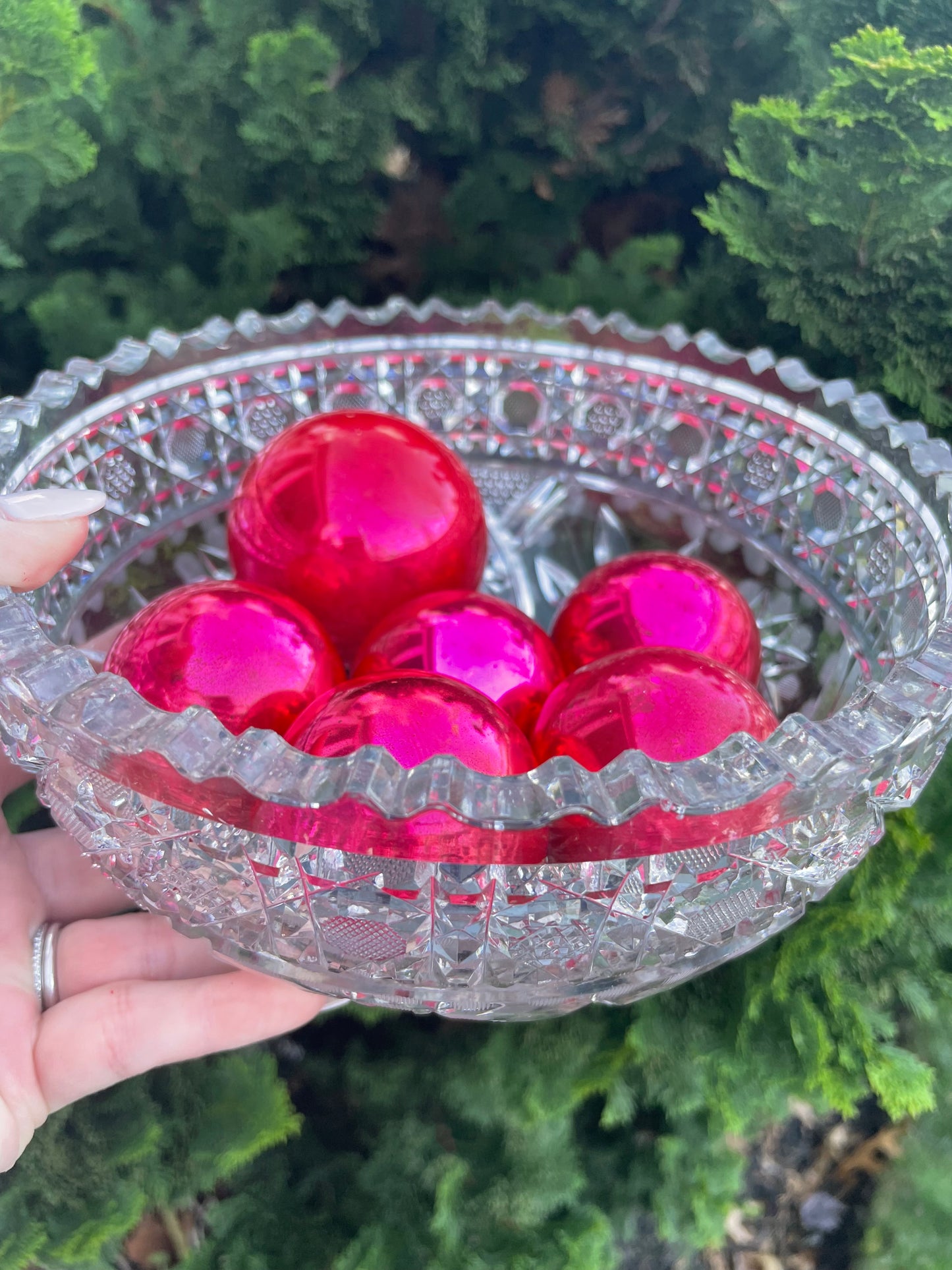 Stunning Vintage Cut Crystal 8” Sawtooth Edge Bowl