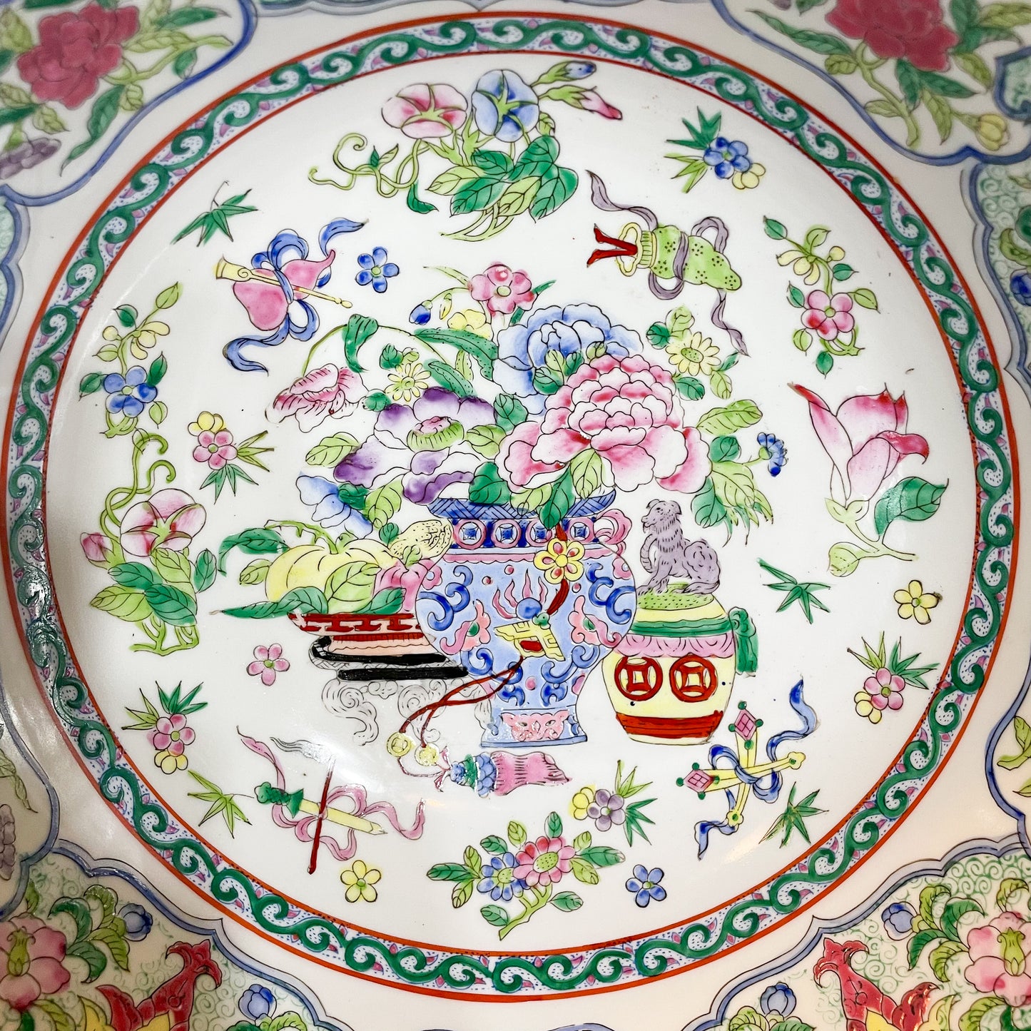 Stunning Large Chinoiserie Famille Rose Centerpiece Bowl 12”