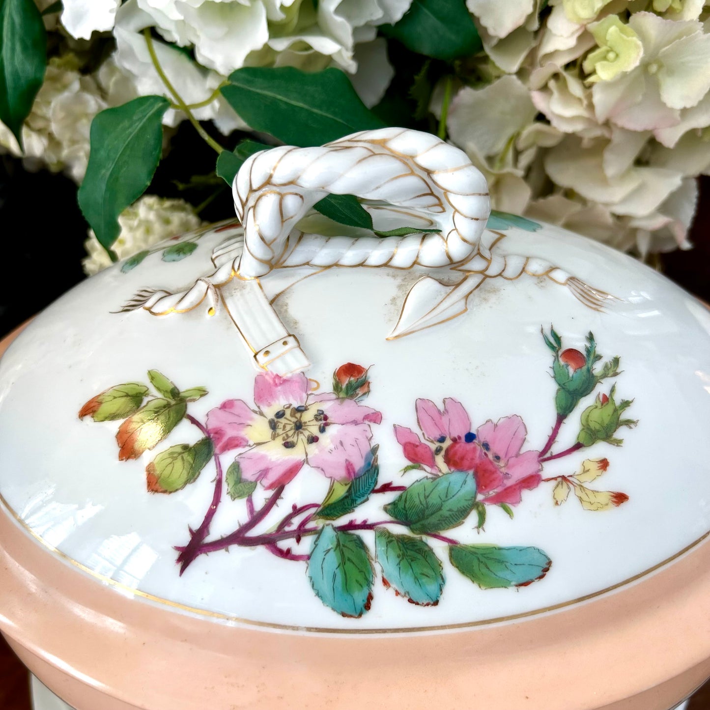 Gorgeous French Haviland Limoges Gilded floral rope & anchor Tureen planter