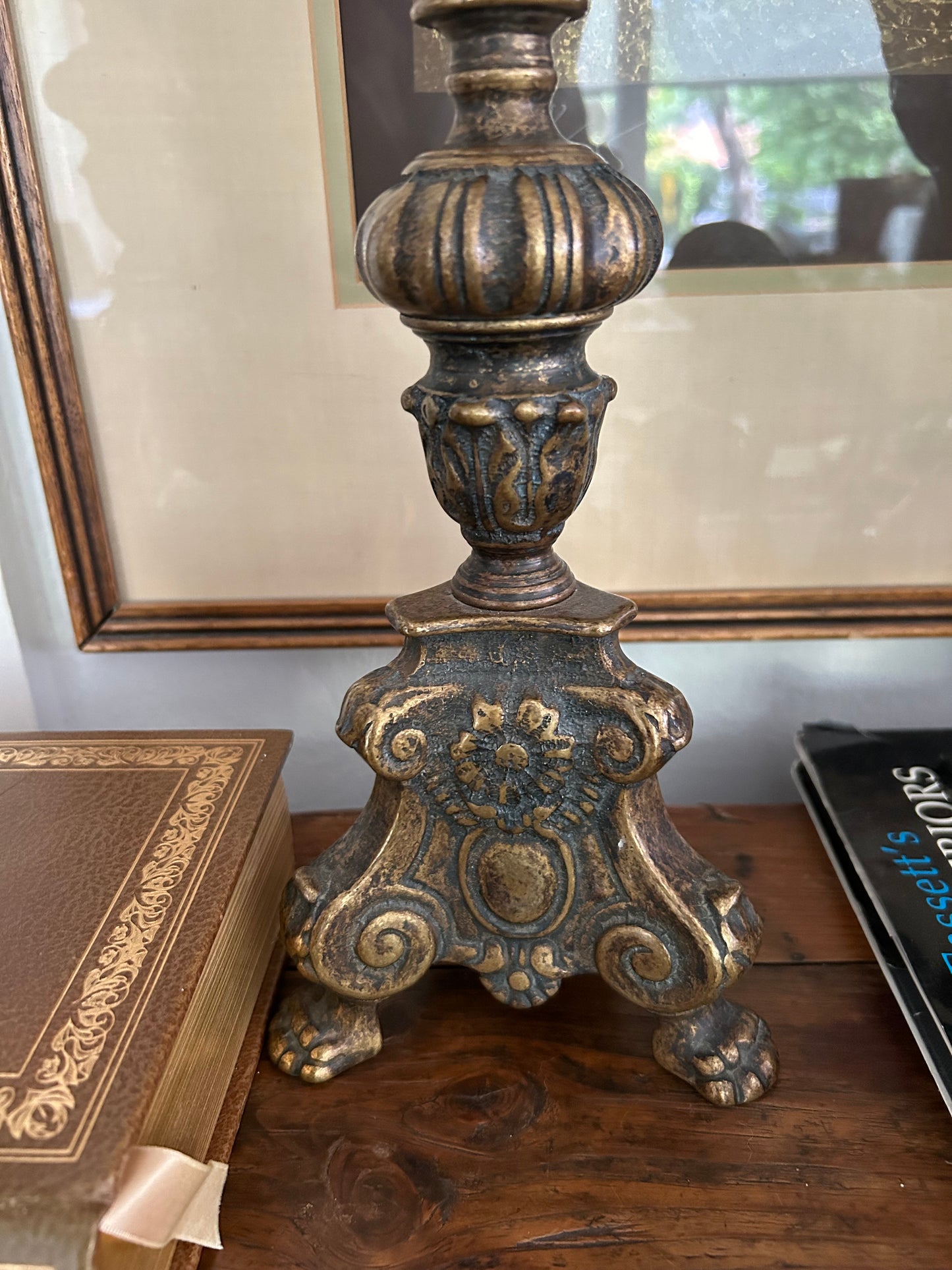 Pair of Very Heavy Brass/Bronze Candlesticks 17” Tall