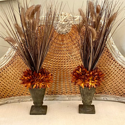 Pair Of warm autumn fall Faux Topiaries decor