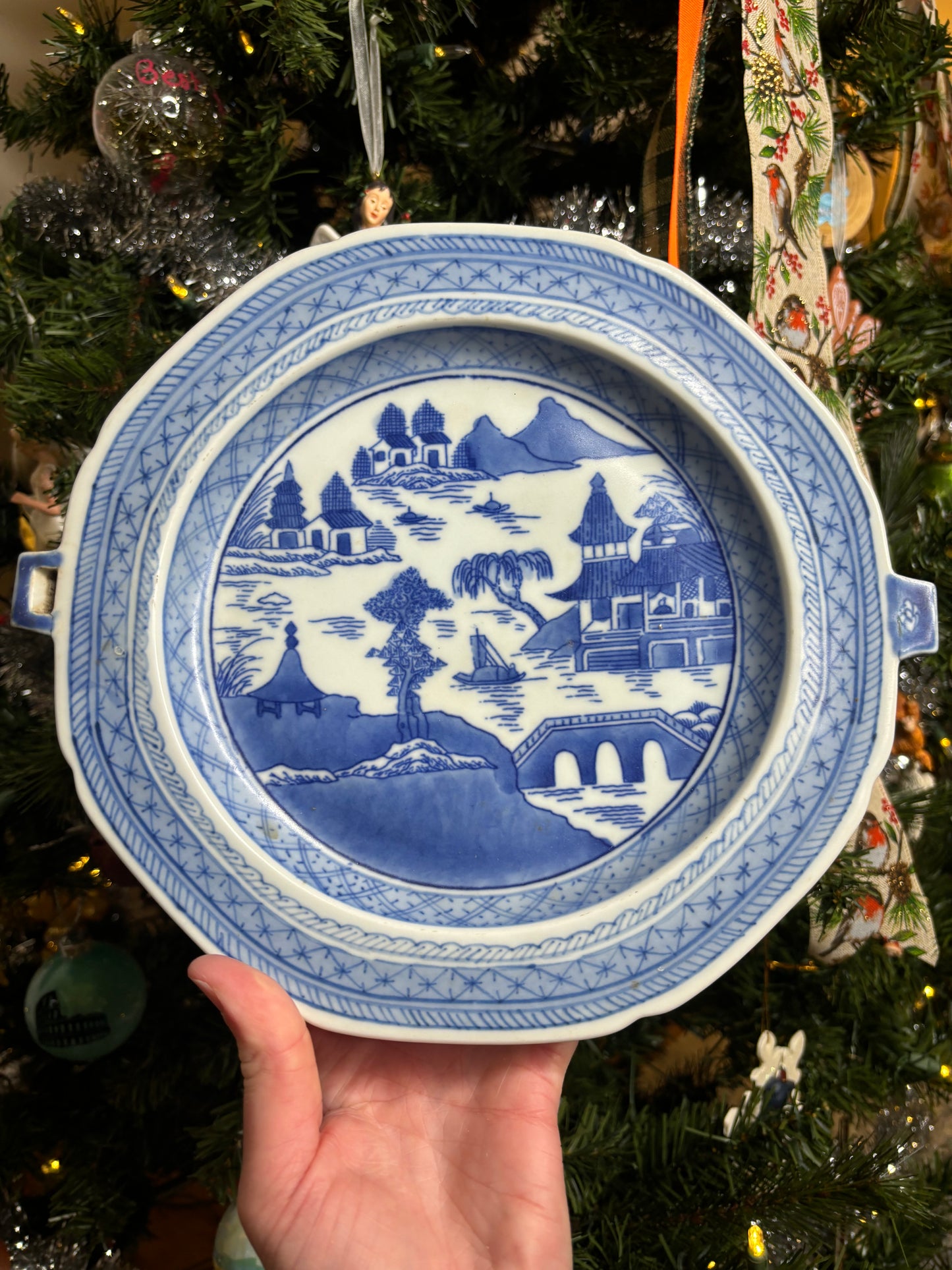 Early 1800s Blue Willow plate warmer!