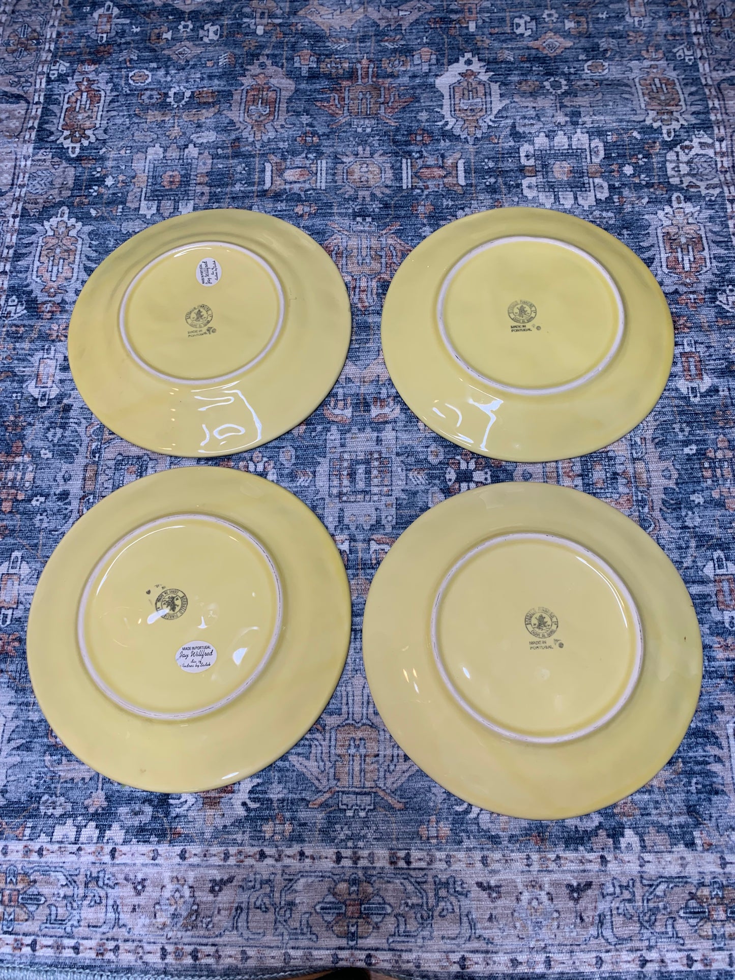 Bordallo Pinheiro set of 4 yellow salad plates!