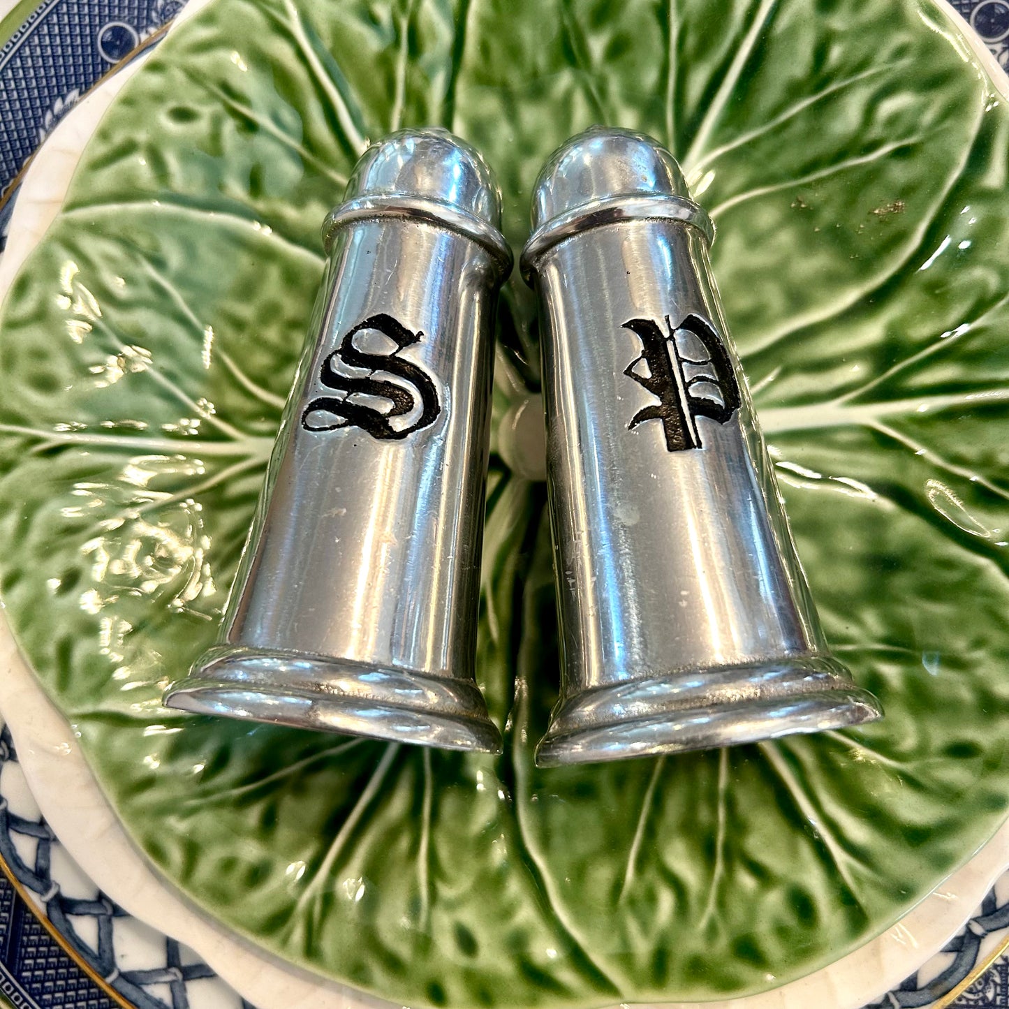 Pair vintage s & p  silver plate salt and pepper shakers in